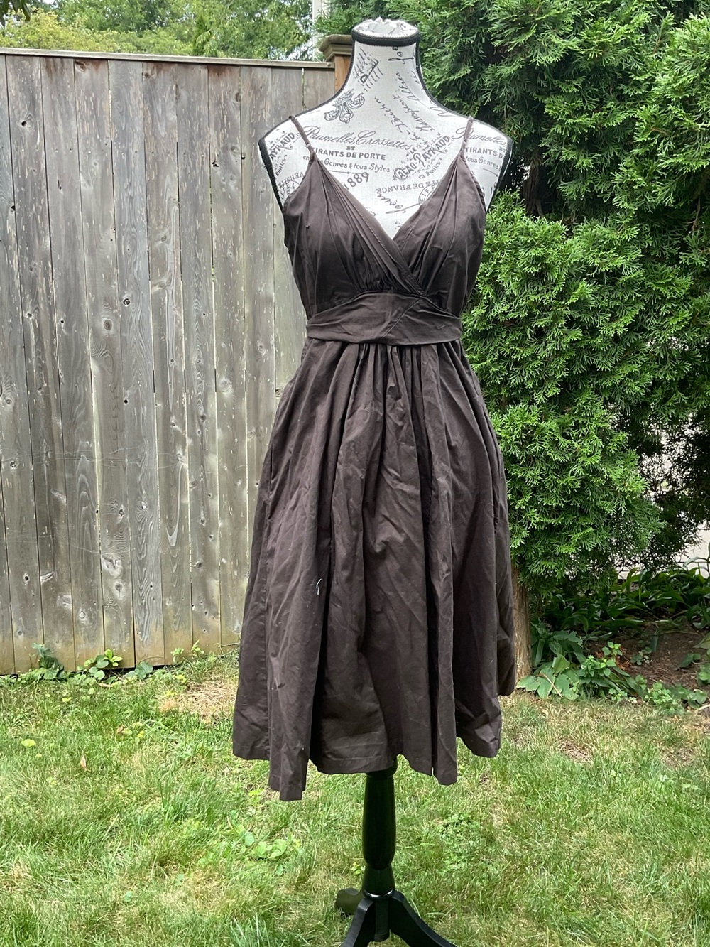 Classic Brown V-Neck A-Line Dress